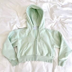 Aritzia Cozy Fleece Boyfriend Boxy Zip Hoodie – Mint Green (XS)